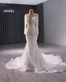 Luxury Mermaid Long Sleeve Wedding Dress Beaded Bridal Gowns 241021