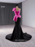 luxury Mermaid One Shoulder Black Wedding Dresses Beaded Formal Gown 241106|Selinadress