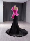 luxury Mermaid One Shoulder Black Wedding Dresses Beaded Formal Gown 241106|Selinadress