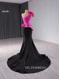 luxury Mermaid One Shoulder Black Wedding Dresses Beaded Formal Gown 241106|Selinadress