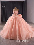 luxury Off-the-Shoulder Beaded Wedding Dresses Pink Ball Gown Formal Gown 241075|Selinadress