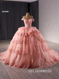 luxury Off-the-Shoulder Lace Quinceanera Dresses Pink Ball Gown Quinceañera Gown 241089|Selinadress