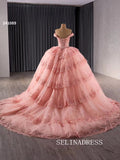 luxury Off-the-Shoulder Lace Quinceanera Dresses Pink Ball Gown Quinceañera Gown 241089|Selinadress