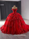 luxury Off-the-Shoulder Lace Quinceanera Dresses Pink Ball Gown Quinceañera Gown 241089|Selinadress