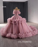 luxury Off-the-Shoulder Pink Quinceanera Dresses Beaded Ball Gown Quinceañera Gown 241098|Selinadress