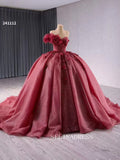 Luxury Red Ball Gown Wedding Dress Sweetheart Beaded Long Formal Dresses Evening Dress 241112|Selinadress