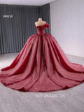 Luxury Red Ball Gown Wedding Dress Sweetheart Beaded Long Formal Dresses Evening Dress 241112|Selinadress