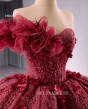 Luxury Red Ball Gown Wedding Dress Sweetheart Beaded Long Formal Dresses Evening Dress 241112|Selinadress