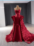 Luxury Red Mermaid Long Formal Dresses Overskirt Evening Dress 241096|Selinadress