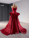 Luxury Red Mermaid Long Formal Dresses Overskirt Evening Dress 241096|Selinadress