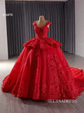 Luxury Red Straps Lace Appliques Ball Gowns Long Formal Dresses Evening Dress 231075|Selinadress