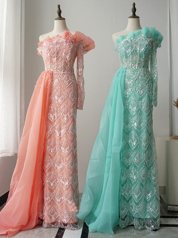 Mint Green Lace Mermaid Long Prom Dress · wendyhouse · Online