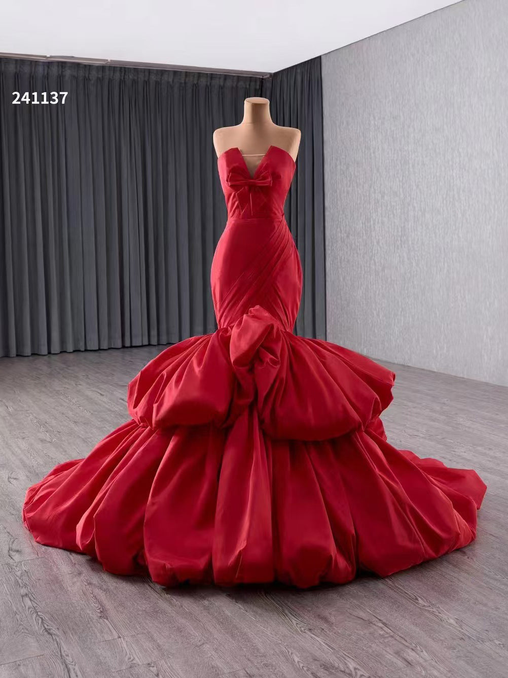 Mermaid Strapless V neck Red Long Prom Dress Formal Evening Gowns 241137|Selinadress