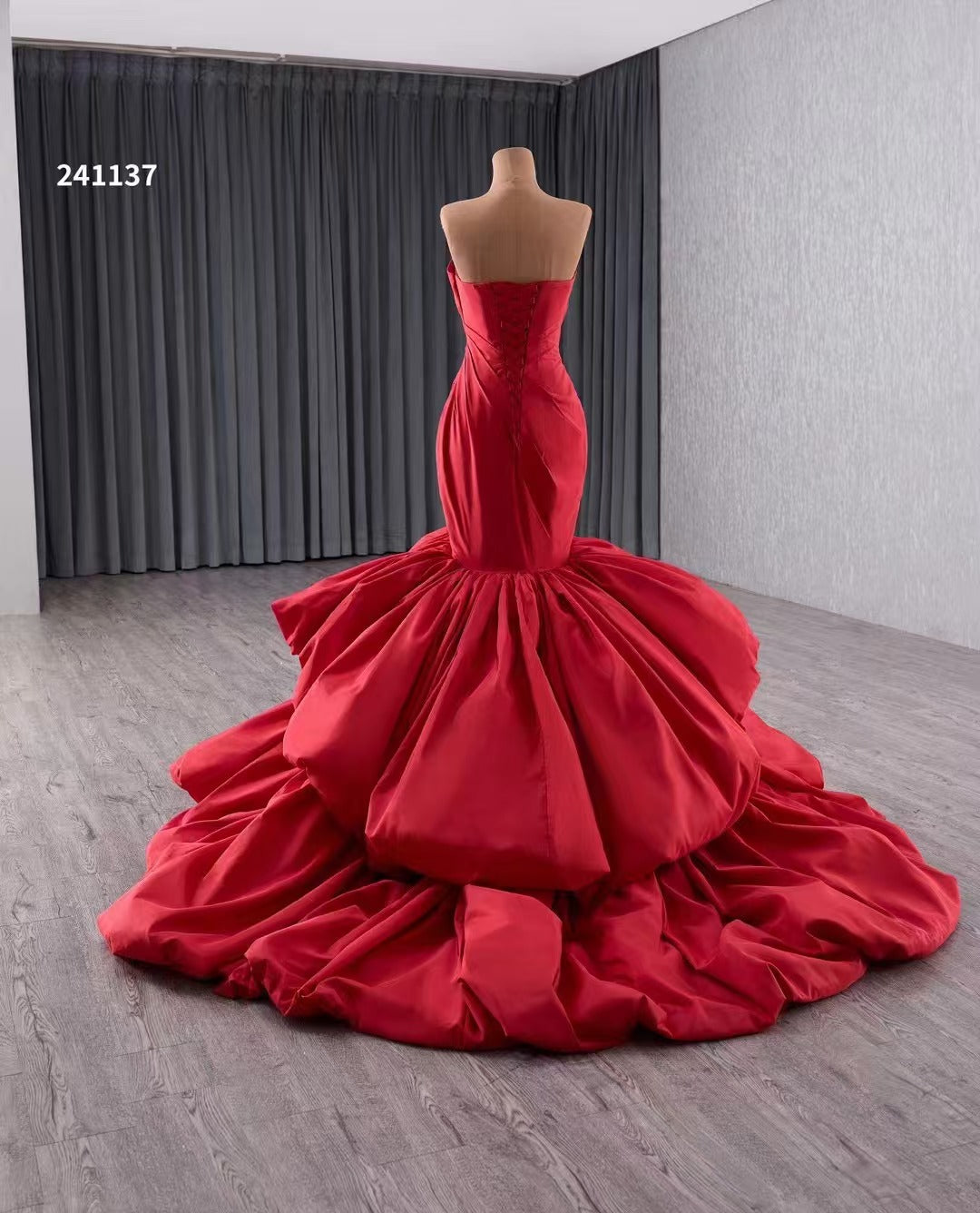 Mermaid Strapless V neck Red Long Prom Dress Formal Evening Gowns 241137|Selinadress