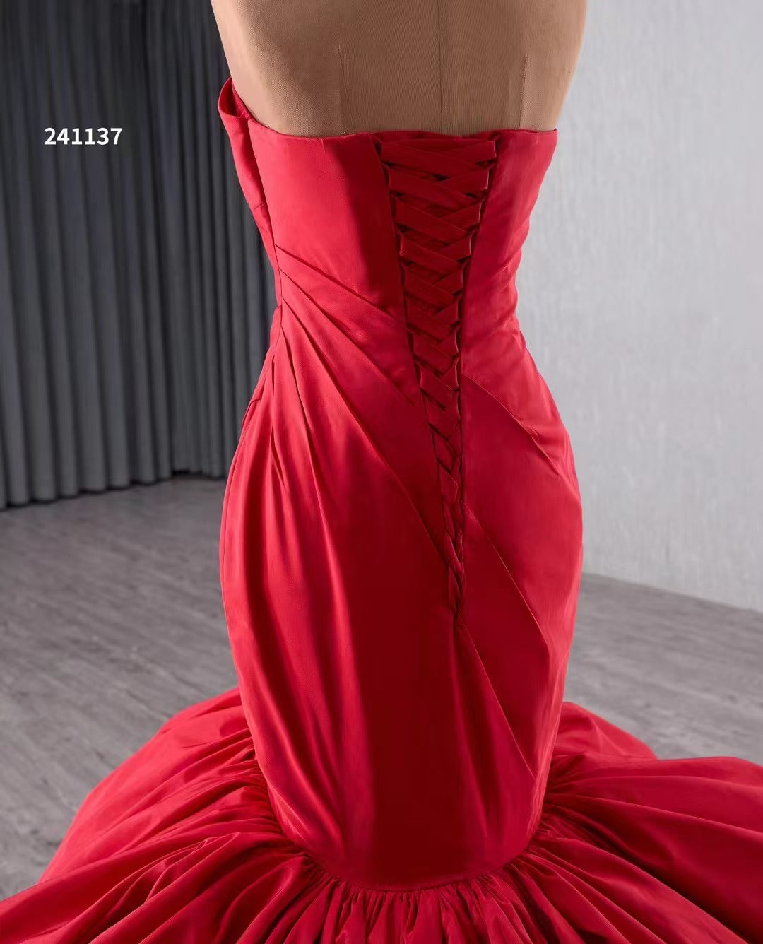 Mermaid Strapless V neck Red Long Prom Dress Formal Evening Gowns 241137|Selinadress