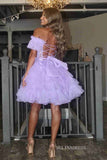 Off-the-shoulder Lilac Tulle Homecoming Dresses Hoco Dress #EWR553