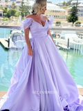 Off-the-shoulder Lilac Wedding Guest Dresses Cheap Bridal Dresses EWR904|Selinadress