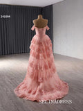 Off-the-shoulder Pink Lace Prom Dress Luxury Evening Gown Wedding Dress 241094|Selinadress