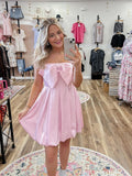 Pink Cute Homecoming Dress A-line Spaghetti Straps Short Prom Dress EWR387|Selinadress