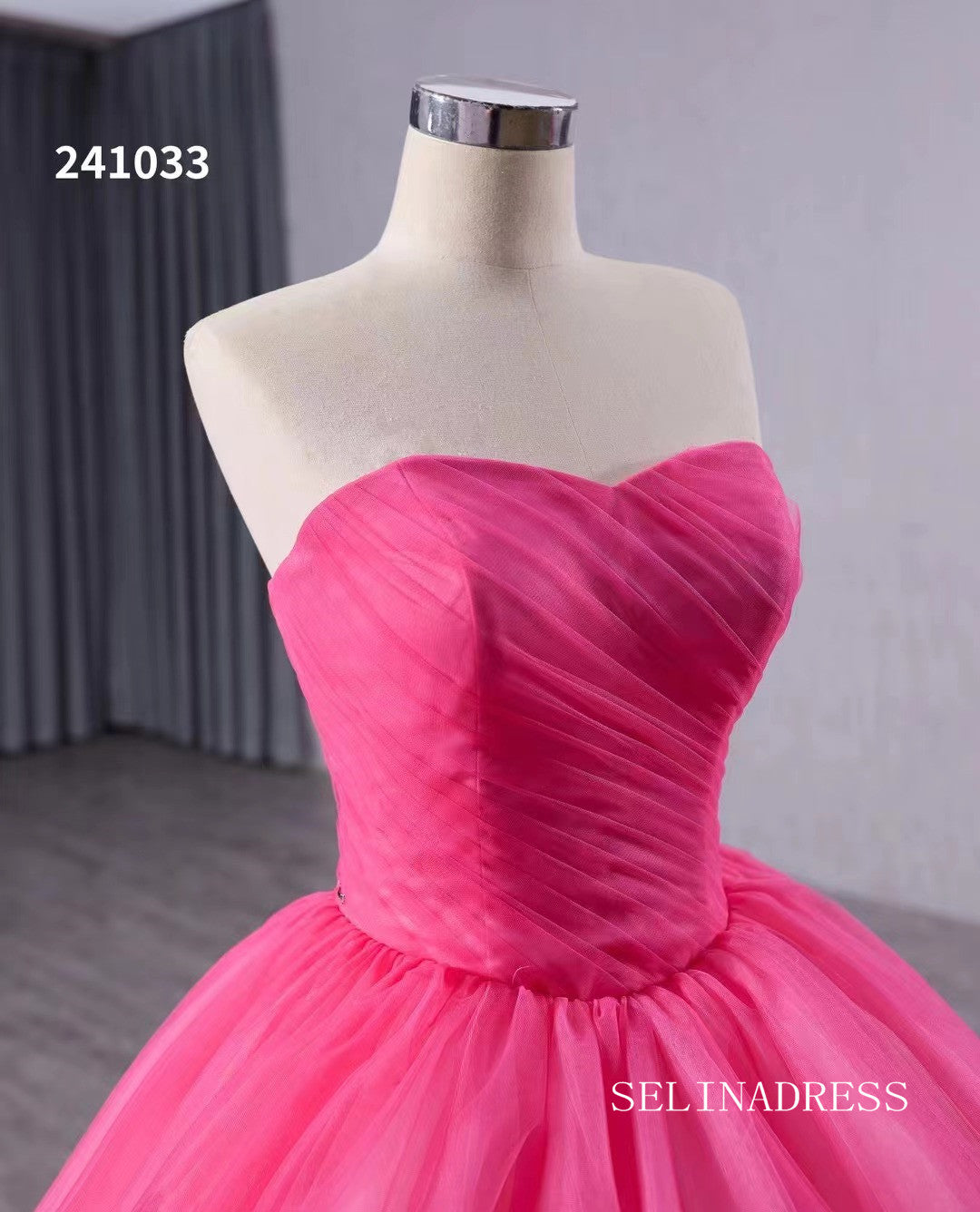 Pink Ruffles Wedding Dress Removable Overskirt Quinceanera Dress 241033|Selinadress