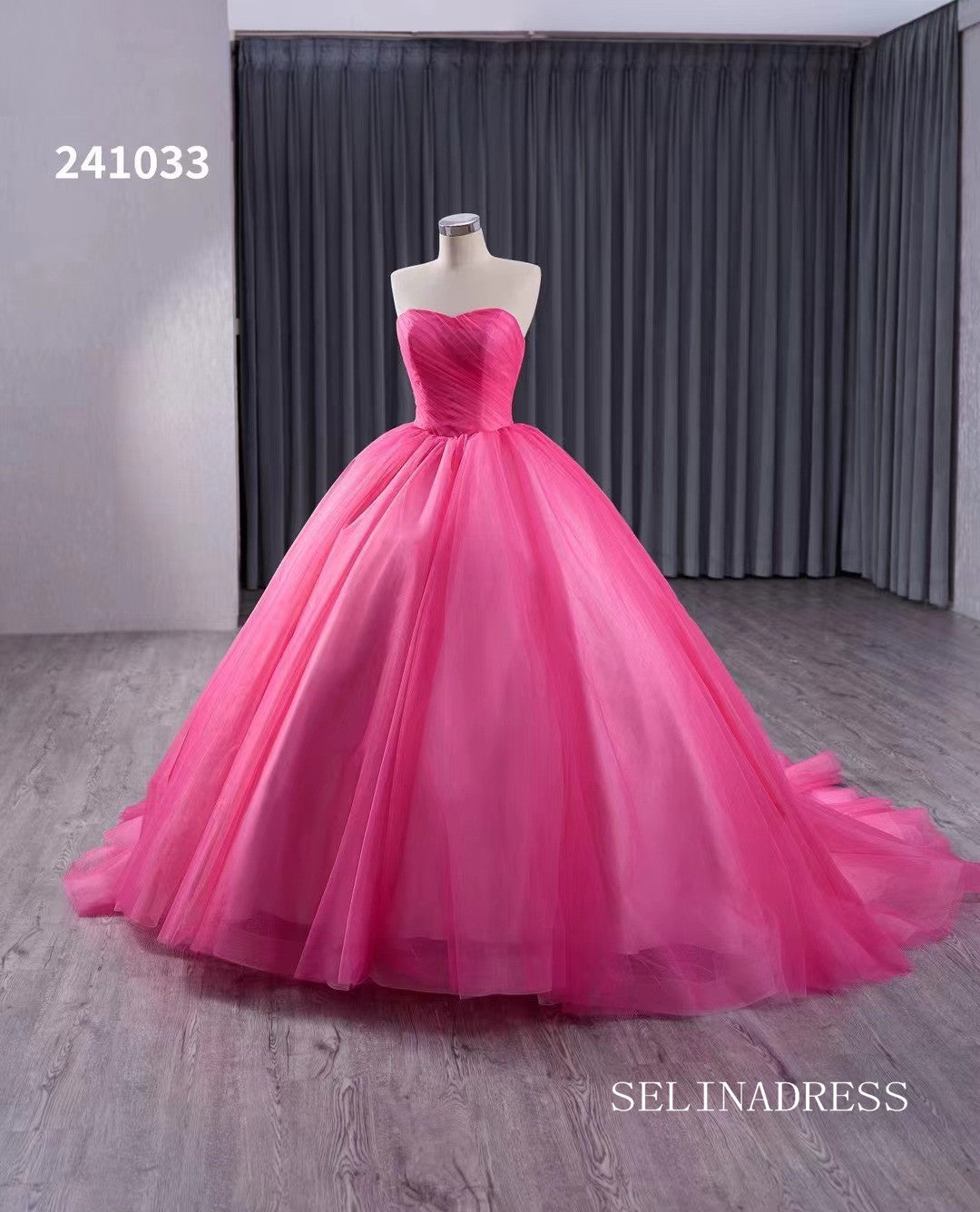 Pink Ruffles Wedding Dress Removable Overskirt Quinceanera Dress 241033|Selinadress