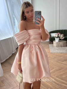 Pink Short Prom Dress Off The Shoulders Homecoming Dress EWR425|Selinadress