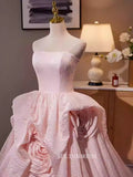 Pink Strapless Ball Gown Qunincess Dress Hand Made Flower Princess Dresses TKL3052|Selinadress