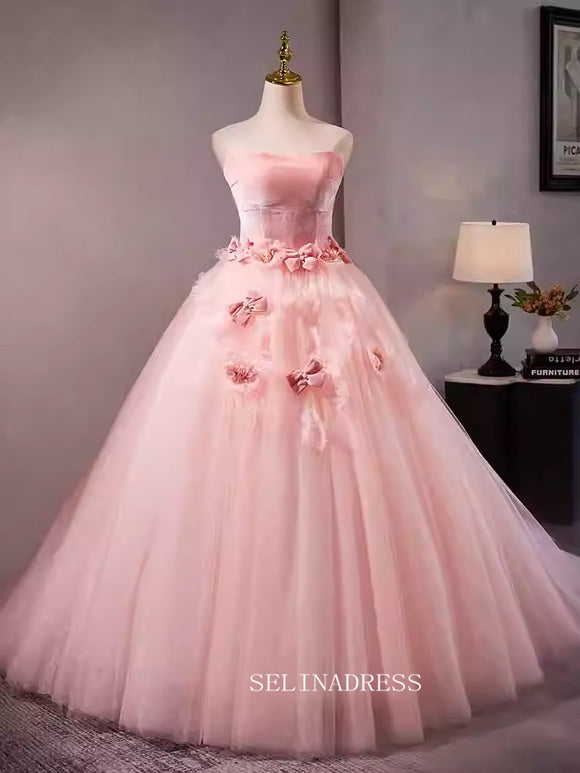 Pink Strapless Qunincess Dress Beautiful Ball Gown Princess Dresses TKL3056|Selinadress