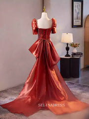 Red Short Sleeve Mermaid Beautiful Evening Dress Formal Dresses TKL3058|Selinadress