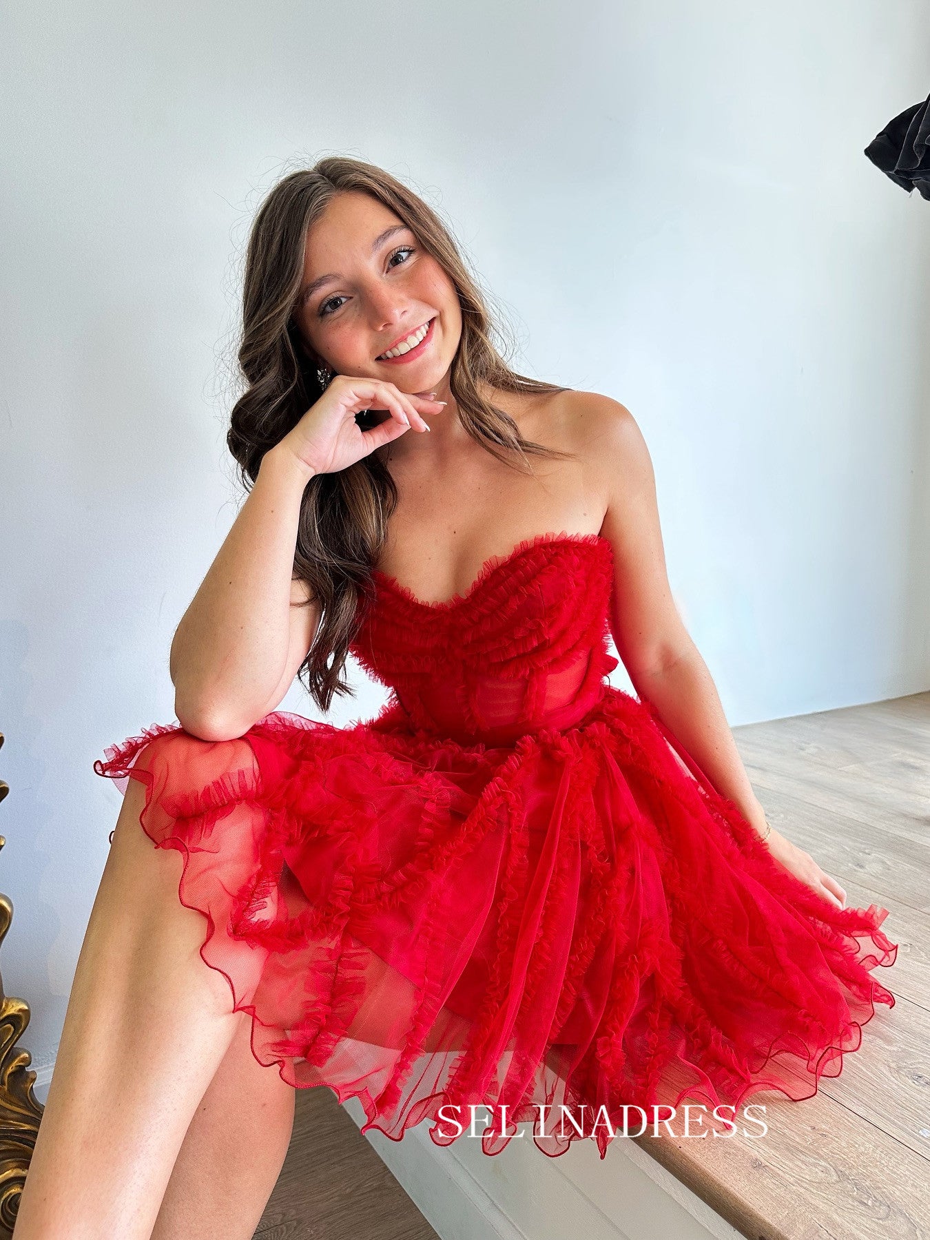 Red Sweetheart Homecoming Dresses Cute Hoco Dress #TKL2345|Selinadress