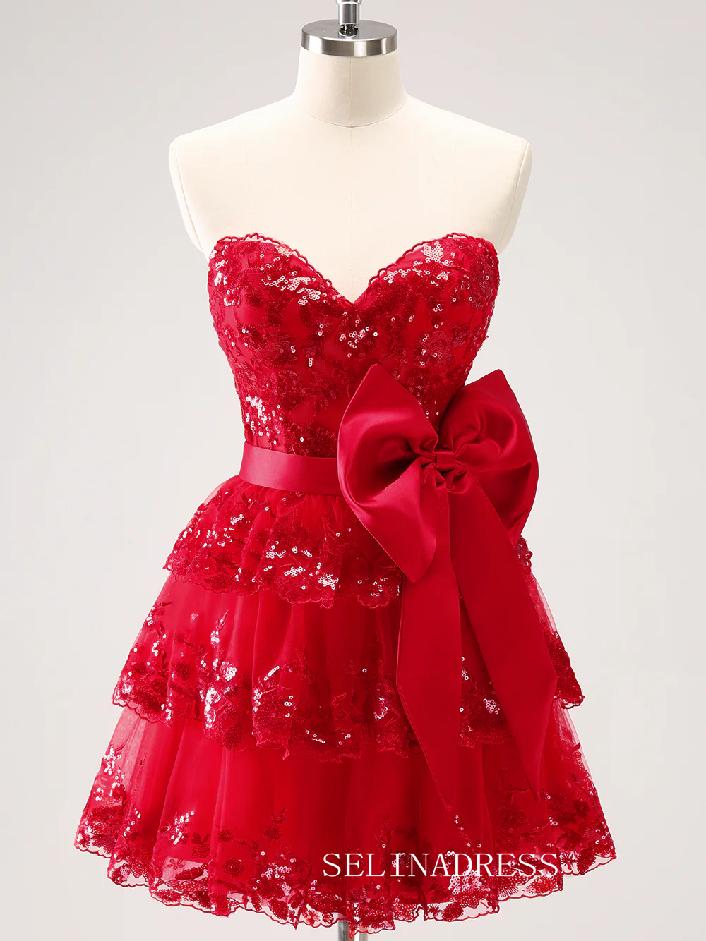 Red Sweetheart Homecoming Dresses Lace Hoco Dress Cocktail Dress #TKL2350|Selinadress