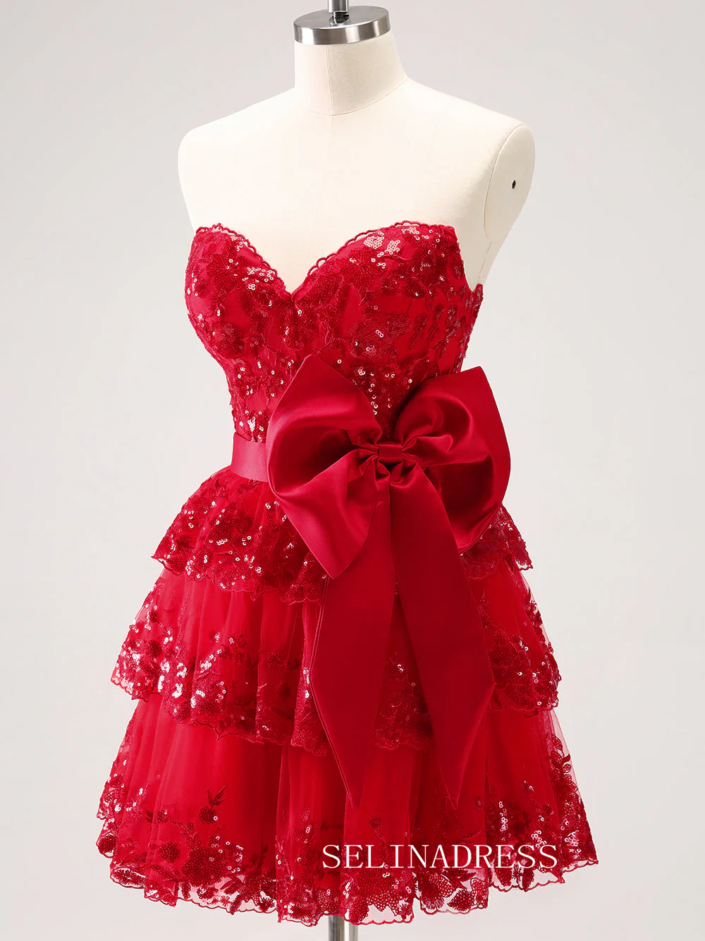 Red Sweetheart Homecoming Dresses Lace Hoco Dress Cocktail Dress #TKL2350|Selinadress