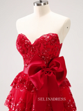 Red Sweetheart Homecoming Dresses Lace Hoco Dress Cocktail Dress #TKL2350|Selinadress