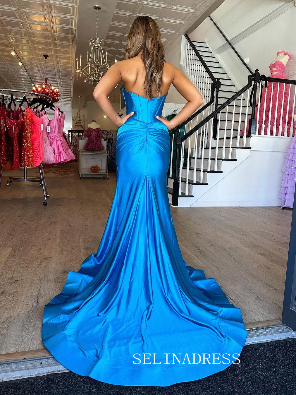 Chic Mermaid Sweetheart Long Prom Dresses Cheap Elegant Evening Dress sew0313|Selinadress