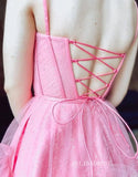Sexy Short Cute Pink Tulle Junior V-Neck Mini Homecoming Dress #EWR576|Selinadress