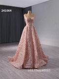 Spaghetti Straps Pink Evening Dress Luxury Sequins Wedding Dress Formal Gowns 241064|Selinadress