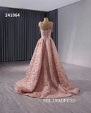 Spaghetti Straps Pink Evening Dress Luxury Sequins Wedding Dress Formal Gowns 241064|Selinadress