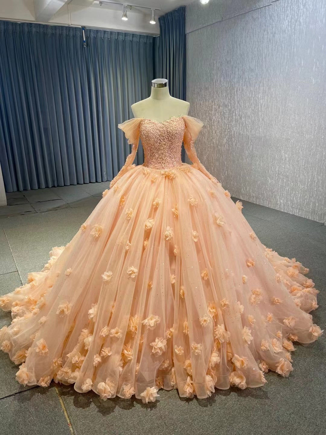 Beautiful Flower Ball Gowns Off-the-shoulder Sweet 16 Ball Gown Quinceanera Dress 231096|Selinadress