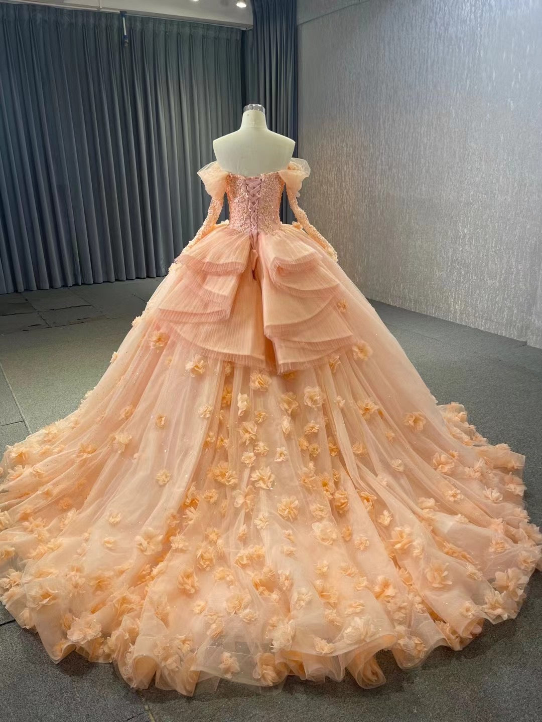 Beautiful Flower Ball Gowns Off-the-shoulder Sweet 16 Ball Gown Quinceanera Dress 231096|Selinadress