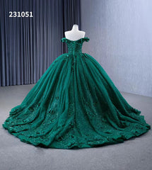 Sparkly Green Ball Gowns Off-the-shoulder Sweet 16 Ball Gown Tiered Quinceanera Dress 231051|Selinadress