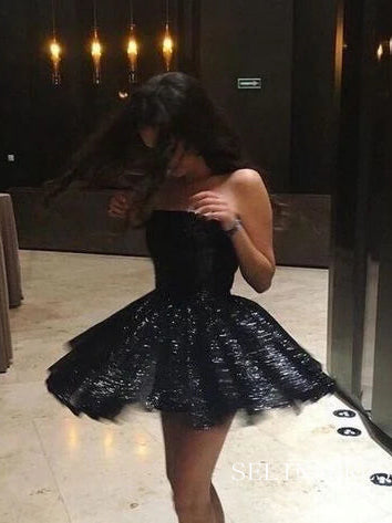 Sparkly Little Black Homecoming Dresses Hoco Dress #EWR562|Selinadress