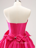 Strapless Hot Pink Homecoming Dresses Cute Bowknot Hoco Dress #TKL2346|Selinadress