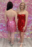 Strapless Sparkly Homecoming Dresses Red Pink Hoco Dress #EWR560|Selinadress