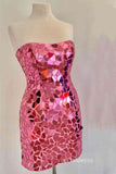 Strapless Sparkly Homecoming Dresses Red Pink Hoco Dress #EWR560|Selinadress