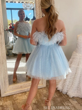 Strapless Sparkly Light Sky Blue Short Homecoming Dress #EWR708|Selinadress