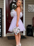 Strapless Sparkly Light Sky Blue Short Homecoming Dress #EWR708|Selinadress