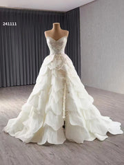 Strapless V neck Multi-layered Beaded Ball Gown Evening Dress Haute Couture Wedding Gowns 241111|Selinadress