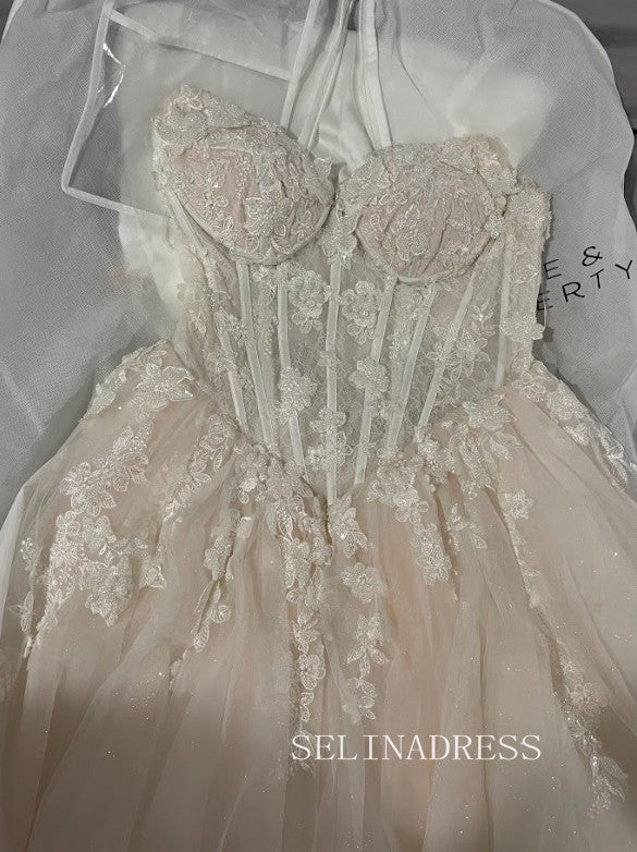 Sweetheart Lace Wedding Dress White Ball Gown Wedding Dress #SER002|Selinadress