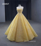Yellow Beaded Wedding Dress Sweetheart Quinceanera Dress 231017|Selinadress