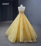 Yellow Beaded Wedding Dress Sweetheart Quinceanera Dress 231017|Selinadress